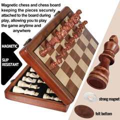 QUMMFA folding board with built-in storage slots keeps pieces organized.