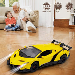 QUN FENG Lamborghini Veneno RC Car interior visible through transparent window detailing