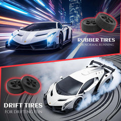 QUN XING Lamborghini Veneno RC car side view with drift-ready wheels.