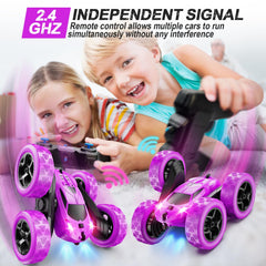 QUNREDA RC car 360° spin demonstrates dynamic stunts and control.