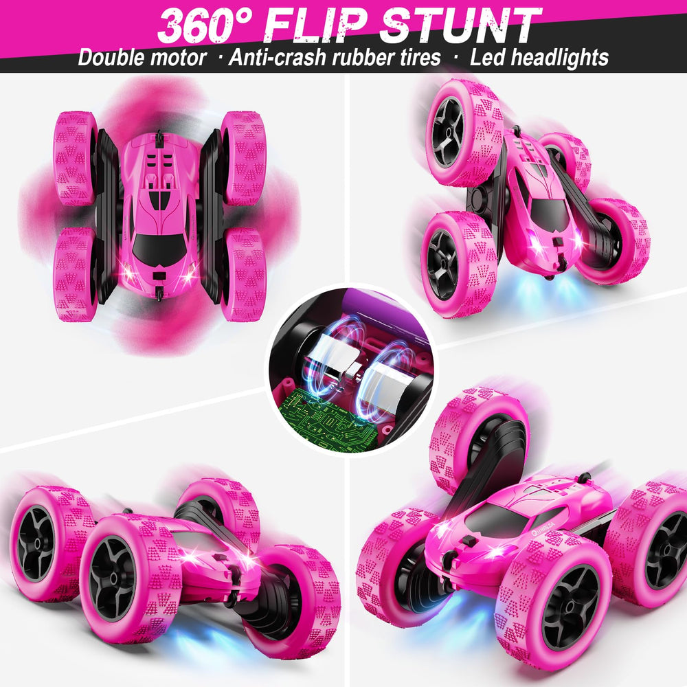 QUNREDA RC car side view right emphasizes easy grip and maneuverability.