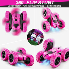 QUNREDA RC car side view right emphasizes easy grip and maneuverability.