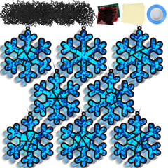 QOUBAI winter snowflake suncatchers kit pack with 32 templates for bright window art
