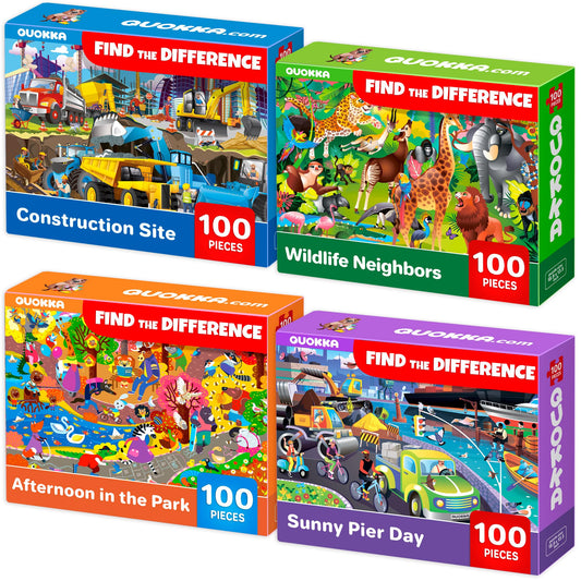 QUOKKA cars and safari animals 100-piece puzzle visuals support early learning and focus