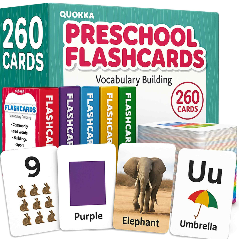 QUOKKA 260 flash cards alphabet visuals support early literacy and letter recognition at home.