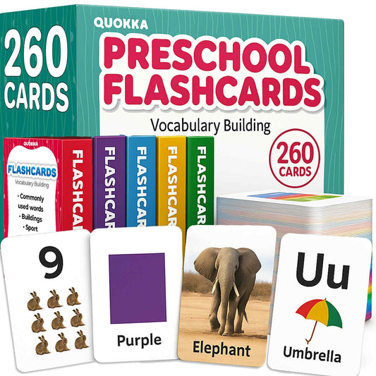 QUOKKA 260 flash cards alphabet visuals support early literacy and letter recognition at home.