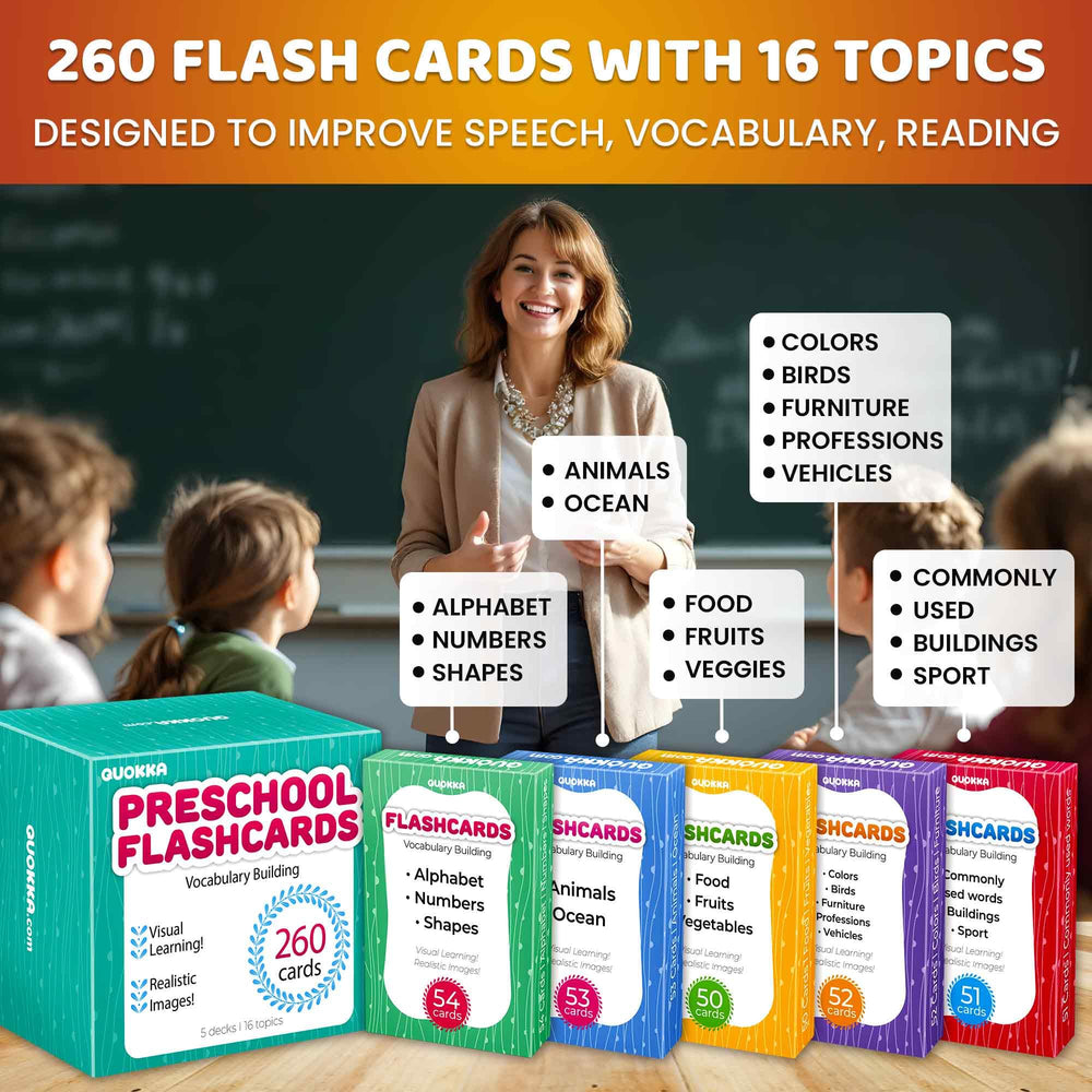 QUOKKA 260 flash cards numbers visuals aid counting skills during playtime.