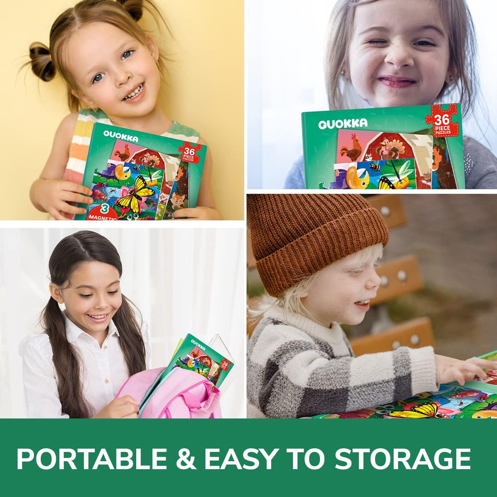 QUOKKA 36-piece puzzle book offers vivid colors for visual discovery.