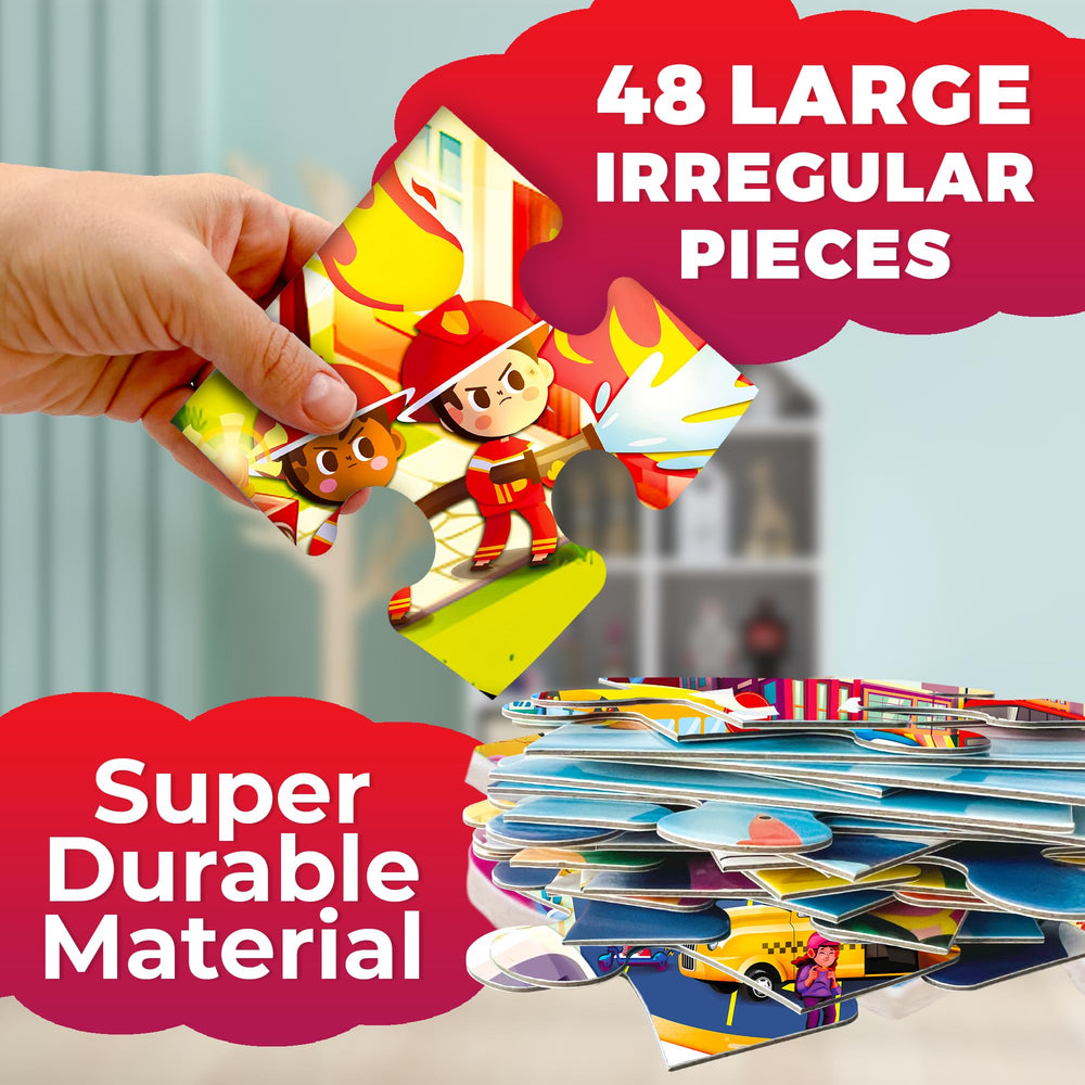 Quokka 48-piece firetruck puzzle—thick pieces for easy handling by little hands.