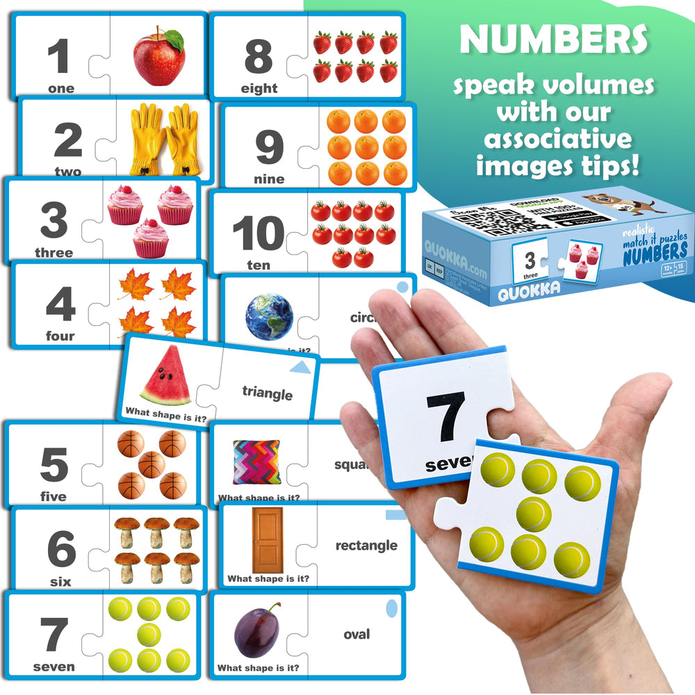 QUOKKA 5X Megaset number puzzles help toddlers learn counting with 2-piece designs