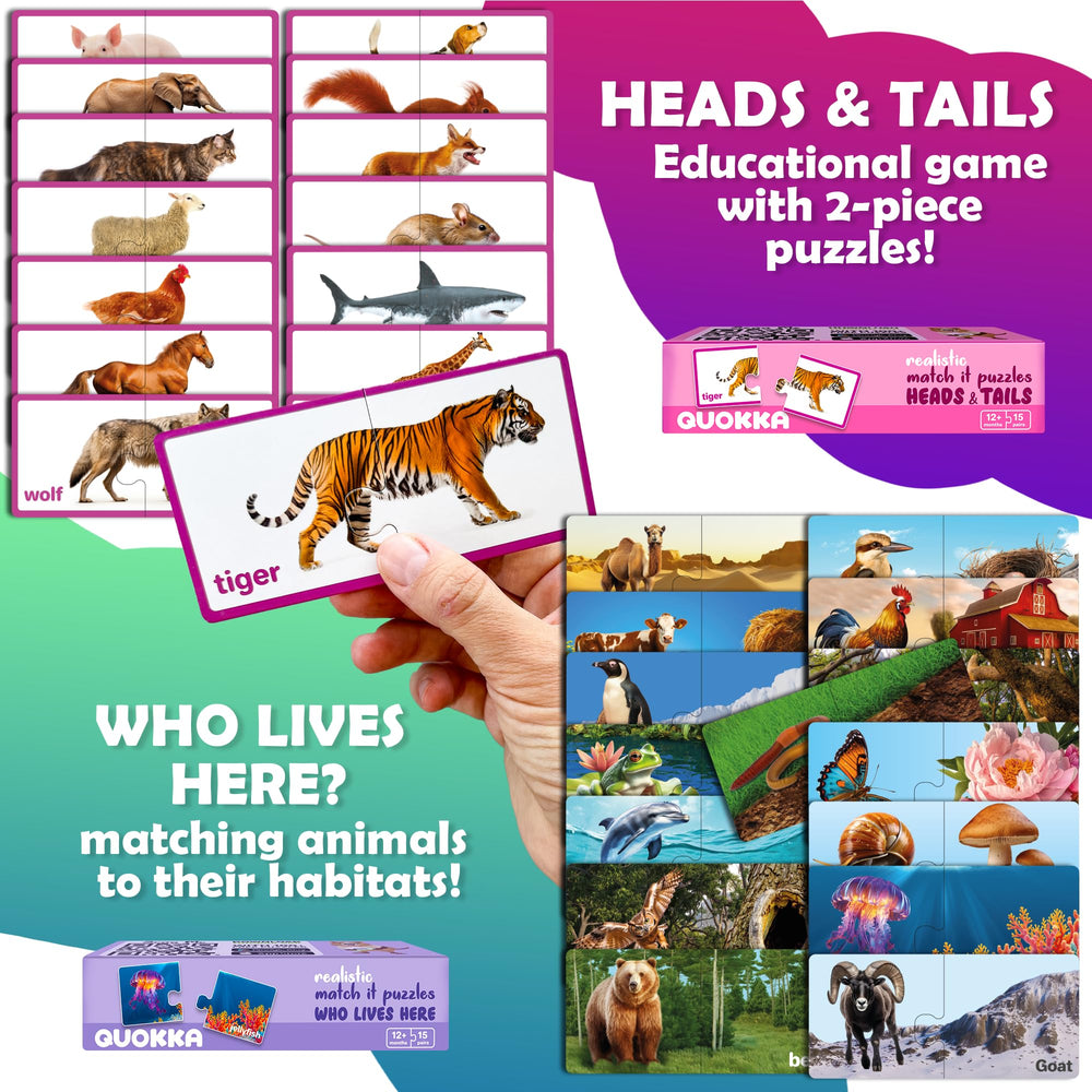 QUOKKA 5X Megaset two-piece puzzles boost hand-eye coordination through self-correcting play