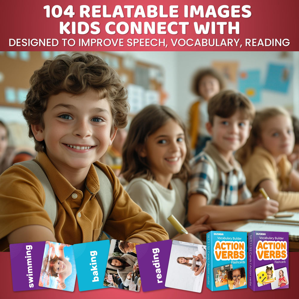 QUOKKA action verbs flash cards with realistic images for practical language practice