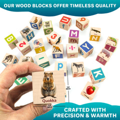 QUOKKA colorful wooden blocks for stacking and fine motor skills
