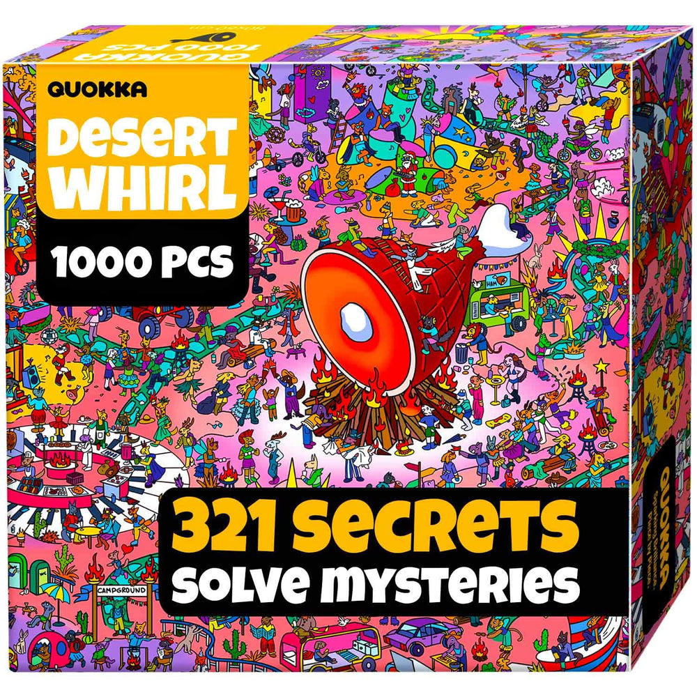QUOKKA Desert Whirl puzzle cover inspires immersive focus and relaxation.