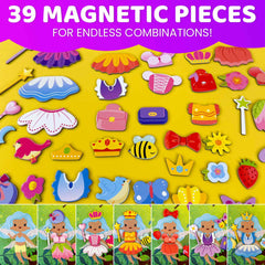 Bright, durable magnetic pieces encourage independent play and fine motor skills