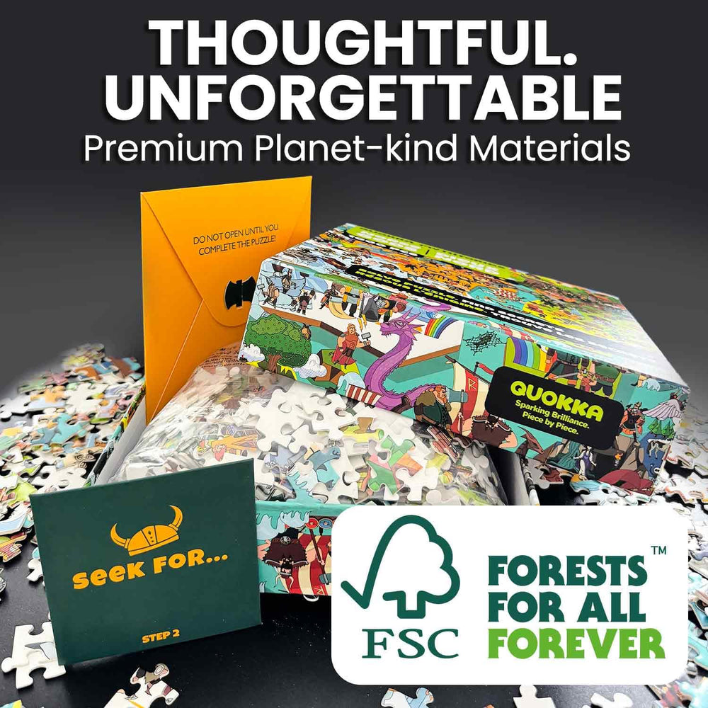Quokka eco-friendly materials meet FSC standards for responsible puzzling.
