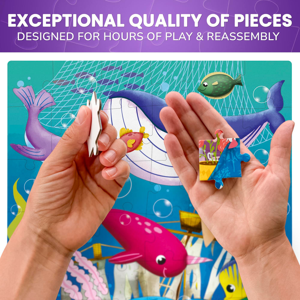 QUOKKA four-pack toddler puzzles ocean animals for marine life recognition and concentration