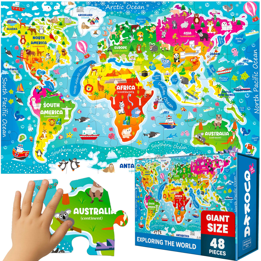 QUOKKA giant floor puzzle box with leather handle, ideal for gifting and easy carrying.