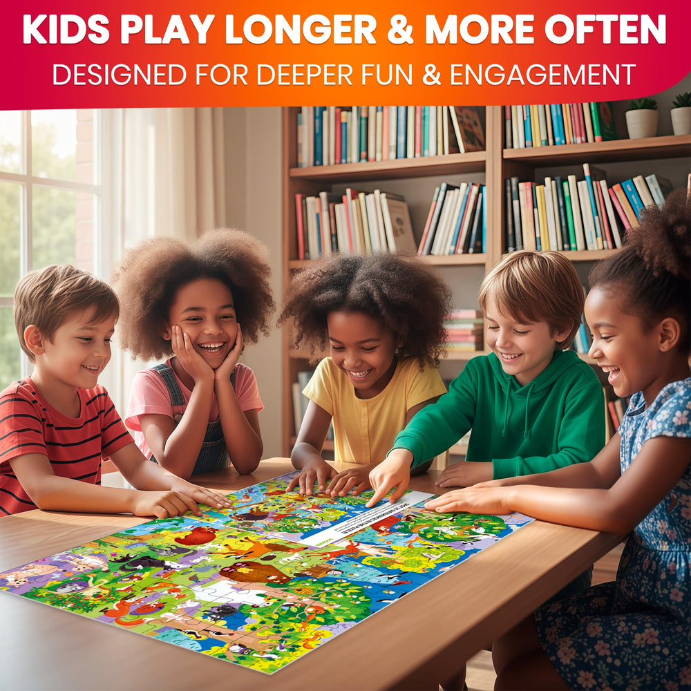 QUOKKA giraffes puzzle image uses bright colors to captivate young minds.