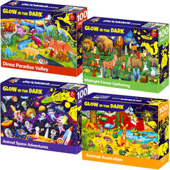 QUOKKA glow space 100-piece puzzle engages kids 6-8 with a luminous space scene.