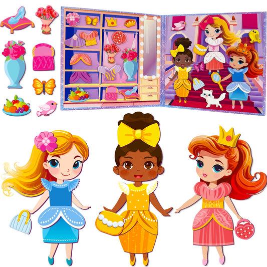 QUOKKA magnetic dress-up dolls 35 pieces close-up show vibrant outfits for creative play.