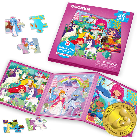 QUOKKA magnetic puzzles featuring princess and unicorn to boost preschool focus during play