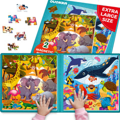 QUOKKA magnetic puzzles for toddlers with Africa and ocean animals cover boosts exploration