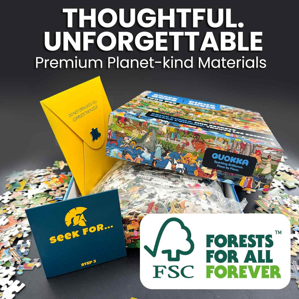 QUOKKA assembling scene emphasizes mindful focus during puzzle time.