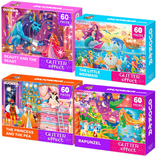 QUOKKA puzzle Beauty and the Beast image shows shimmering colors for imaginative play.