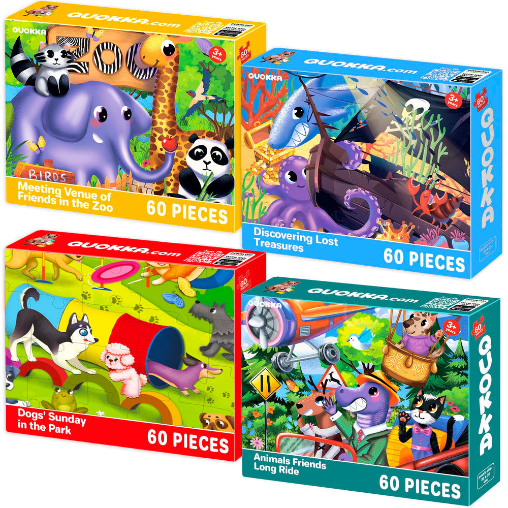 QUOKKA puzzles zoo scene 60-piece for ages 4-6 support problem-solving and focus
