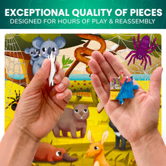 QUOKKA forest animals puzzle image supports sequence thinking and persistence in a woodland setting.