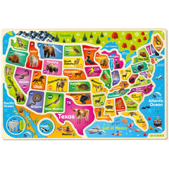 QUOKKA Puzzles Realistic USA map wooden board helps kids learn state locations hands-on.