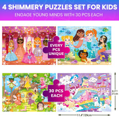 QUOKKA Puzzles shimmer unicorns 30-piece set sparks storytelling and problem solving.