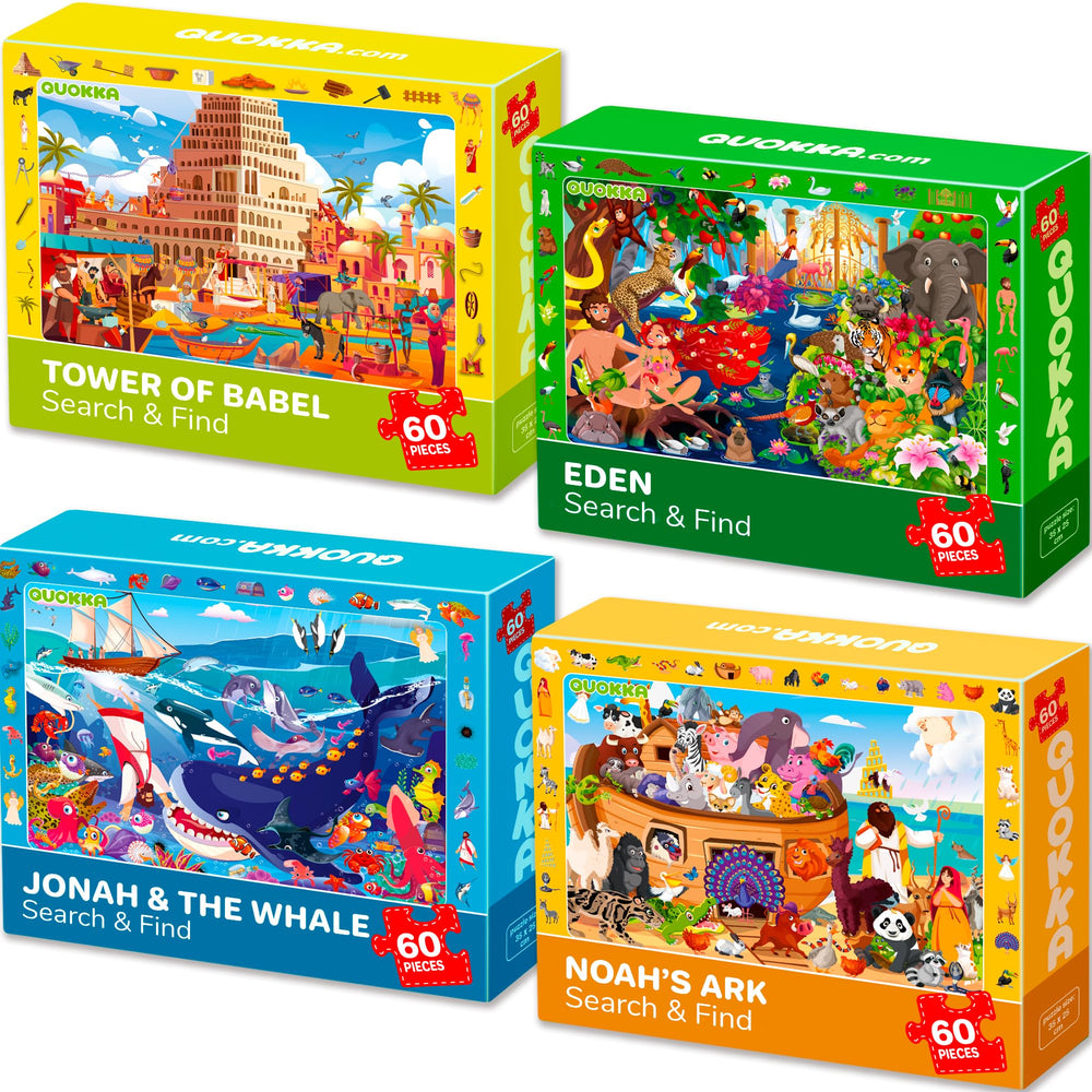 QUOKKA Tower Babel puzzle 60pc aids problem solving during family play.