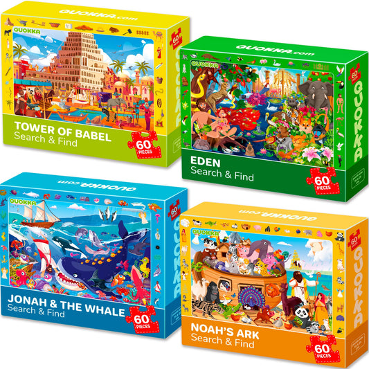 QUOKKA Tower Babel puzzle 60pc aids problem solving during family play.