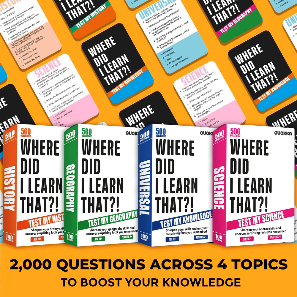 QUOKKA trivia card game back displays answers for easy verification.