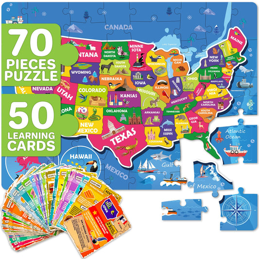 QUOKKA United States puzzle 70-piece map for interactive learning