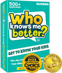QUOKKA Who Knows Better Original front cover invites family game night with bold, friendly design.