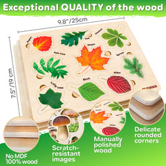 QUOKKA wooden puzzle leaves invite exploration and imaginative play for toddlers.