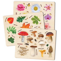 QUOKKA wooden puzzle mushrooms show bright, durable artwork for early matching and focus.