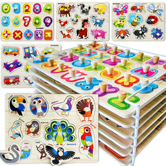 QUOKKA wooden puzzles animals set improves hand-eye coordination with bright images