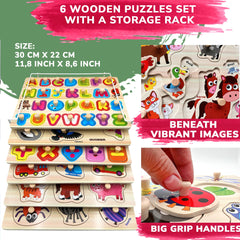 QUOKKA wooden puzzles vehicles pack fosters fine motor skills with colorful transport scenes