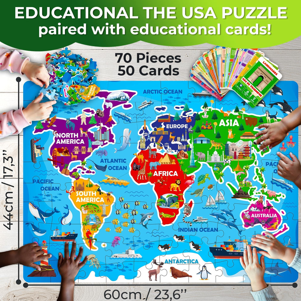 Continents-shaped QUOKKA puzzle for geography learning and play