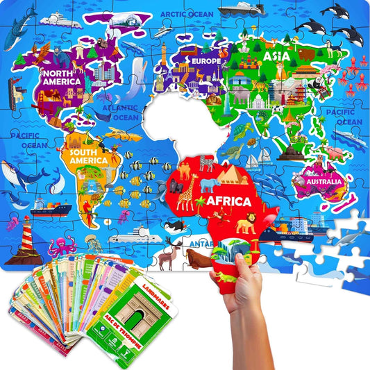 QUOKKA World Map Puzzle with giant pieces for easy grasping