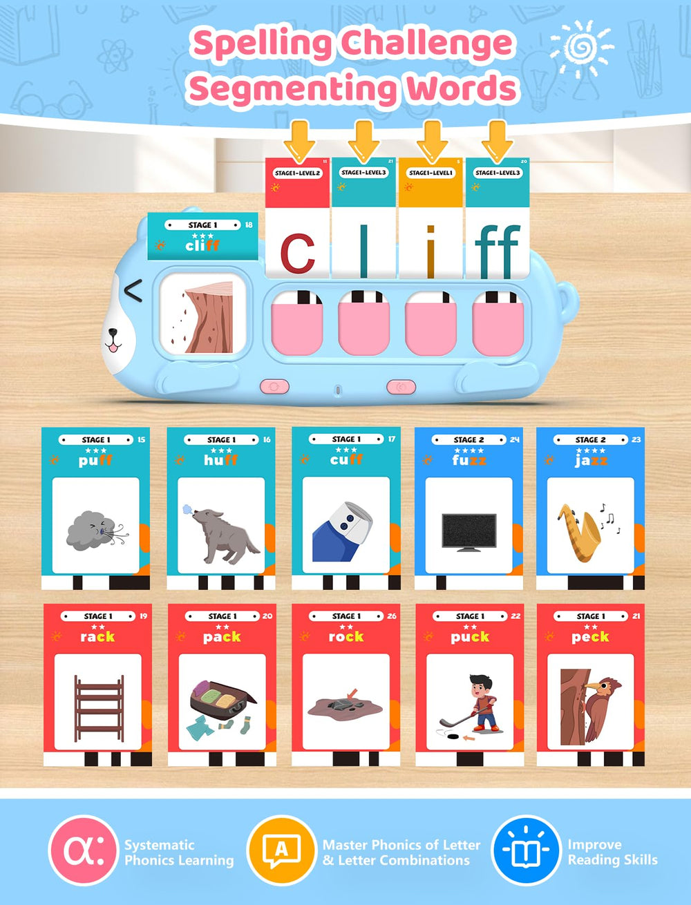 QuTZ letters and words cards help blending and decoding skills.