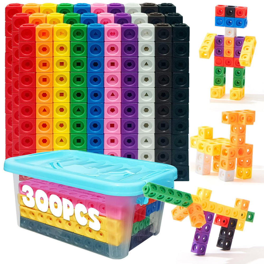 QUYSK 300-pcs linking cubes colorful set for early math exploration.