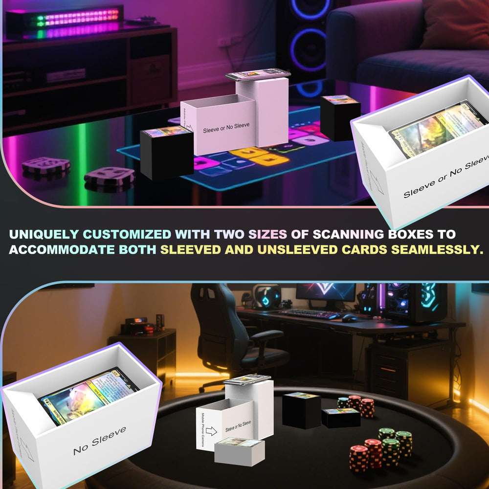 QWUIU MTG Card Scanner Stand with boxes connected for sleeve switching.