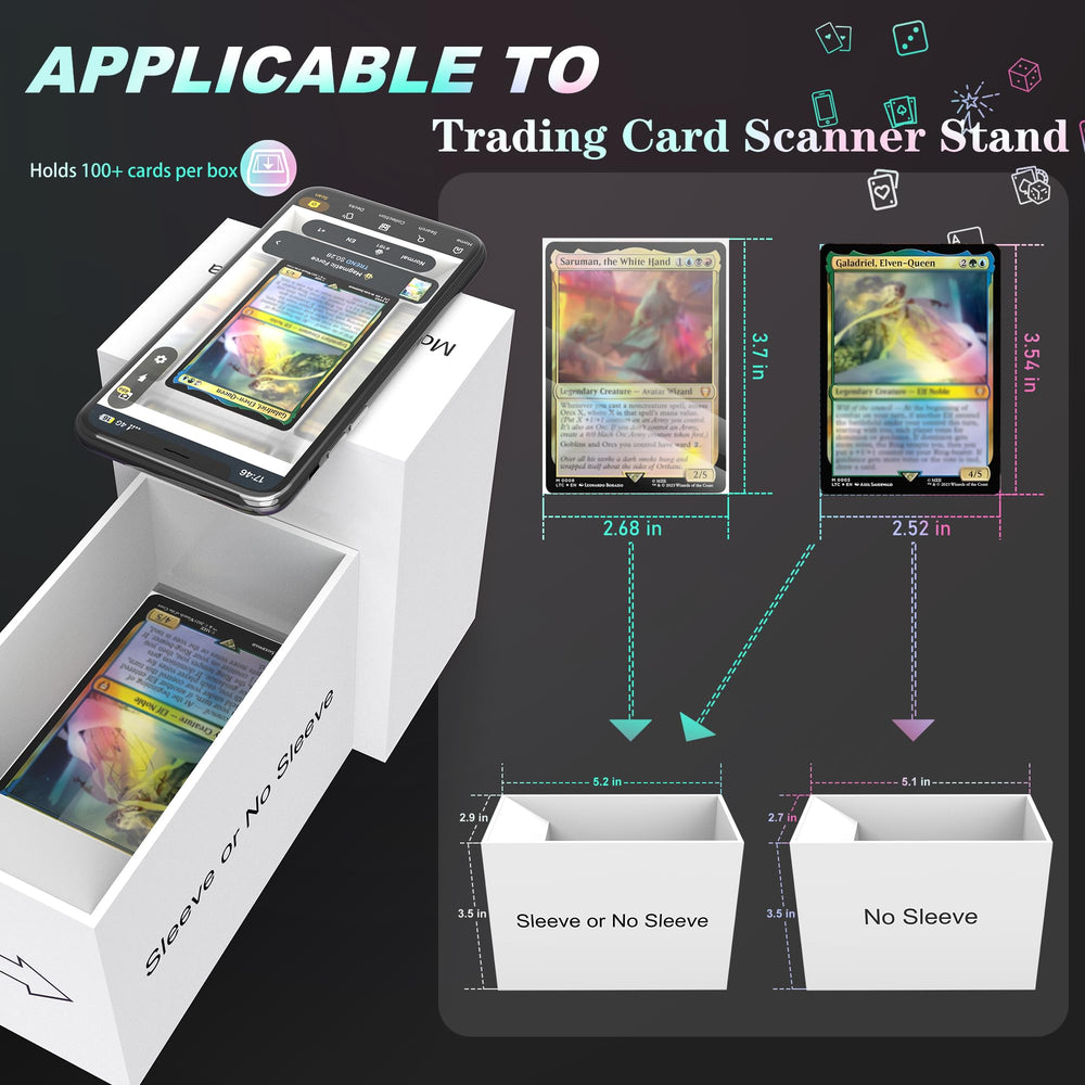 QWUIU MTG Card Scanner Stand side view; slim portable design.