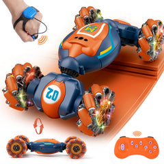 QXHOL gesture-sensing RC stunt car front view showing responsive gesture control for stunts