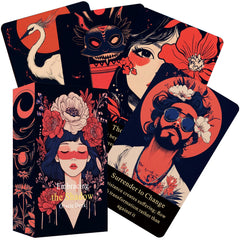 Qymagicz Embracing The Shadow Deck cover inviting reflective self-discovery through evocative art.